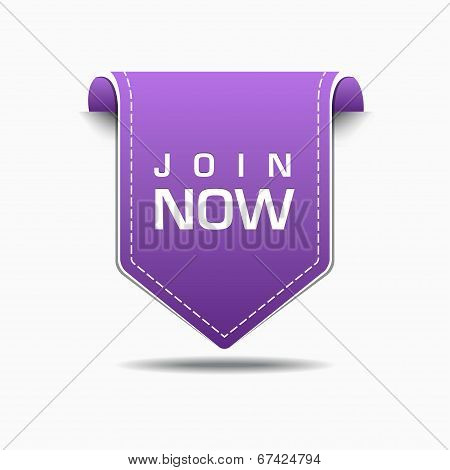 Join Now Purple Label Icon Vector Design