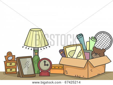 Illustration of Old Items That are About to be Donated