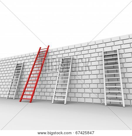 Brick Wall Indicates Chalenges Ahead And Blocked