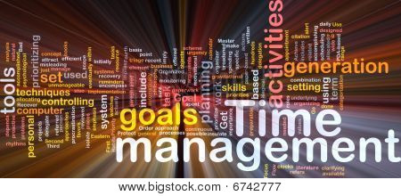 Zeit-Management Wort-Wolke glühend