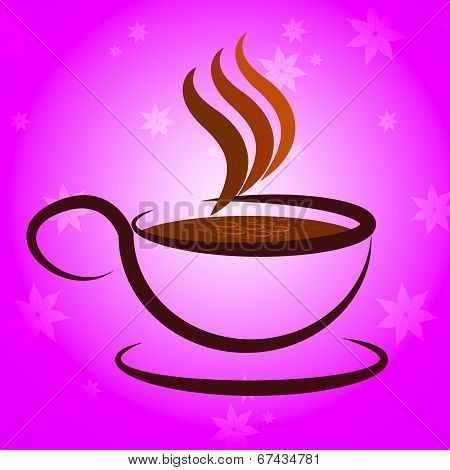 Cup And Saucer Shows Coffee Break And Beverage
