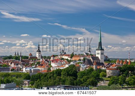 Aerial View Of Old City Of Tallinn