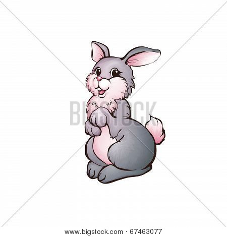 Vector illustration of hare in cartoon style
