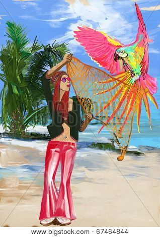 Huntress Parrots (digital Painting)