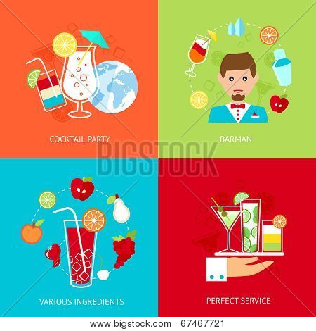 Cocktail  icons set