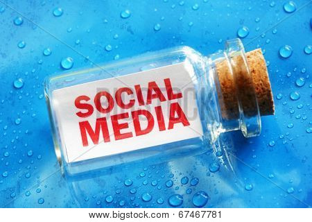 Social media message in a bottle concept for networking, communication and community help