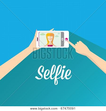 Taking Selfie Photo on Phone . vector illustration