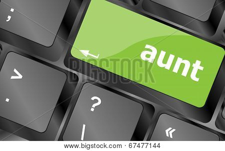Aunt Word On Keyboard Key, Notebook Computer