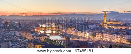 Arno River and Ponte Vecchio at sunset, Florence