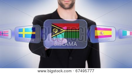 Hand Pushing On A Touch Screen Interface