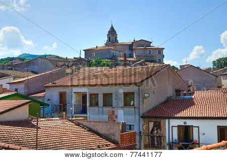 Panoramic view of Satriano di Lucania. Southern Italy.