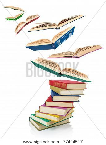 stack of Old book isolated on white