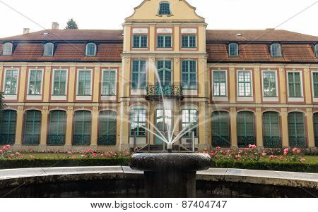 Abbots Palace In Gdansk Oliva Park. Building With Fountain