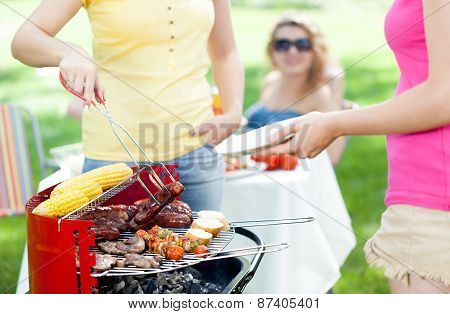 Host Serving Woman Frazzled Sausage