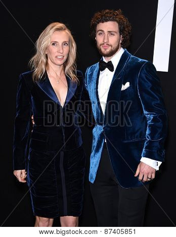 LOS ANGELES - FEB 20:  Aaron Taylor-Johnson & Sam Taylor-Johnson arrives to the Tom Ford Autumn/Winter 2015 Womenswear Collection Presentation  on February 20, 2015 in Hollywood, CA                