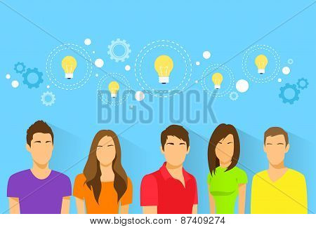 creative students team idea, diverse group of people icon avatar