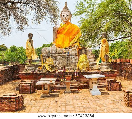 Buddha statue in Wat Wora Pho.Ayutthaya historical park.  