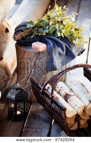 Sauna Accessories: towel, soap and vihta