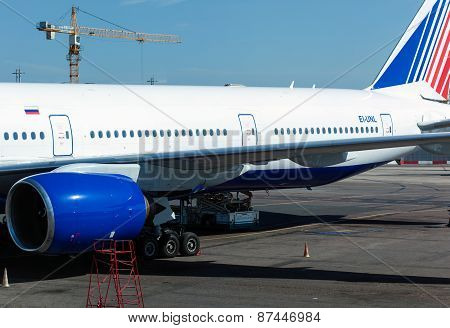 Airplane in International airport Domodedovo.