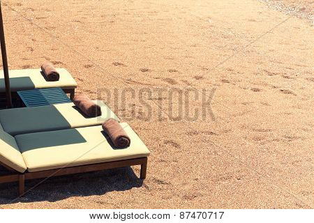 Canvas chairs on the beach