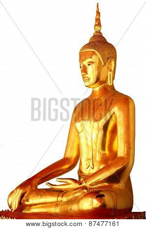 Single Meditation Buddha Statue Isolated On White Background