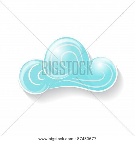 Vector illustration of blue paper cloud.