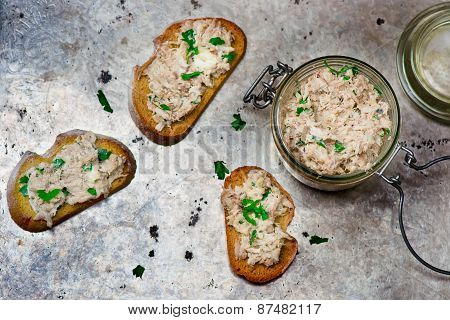 A Mackerel Paste On Toasts From Fried Bread
