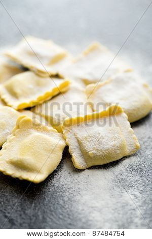 ravioli pasta on kitchen table