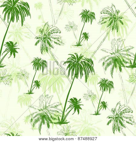 palm tree green seamless pattern over vector