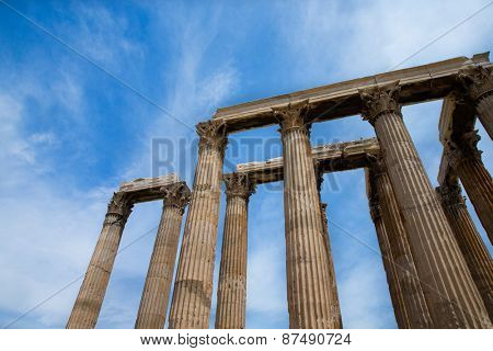 Temple of the Olympian Zeus and the Acropolis in Athens, Greece