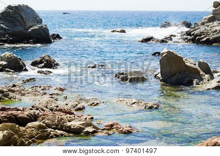 Sea rocks and waves