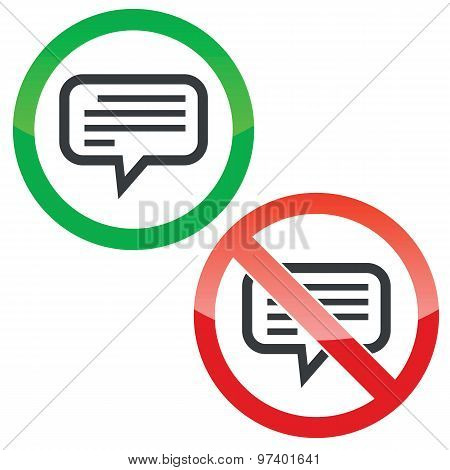 Text message permission signs set