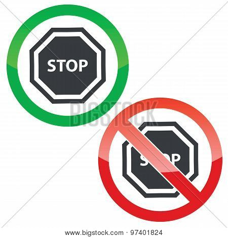 STOP permission signs set