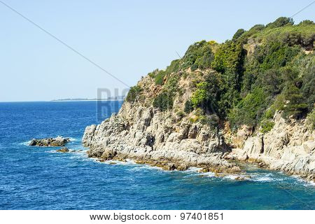 Sea rocks and waves