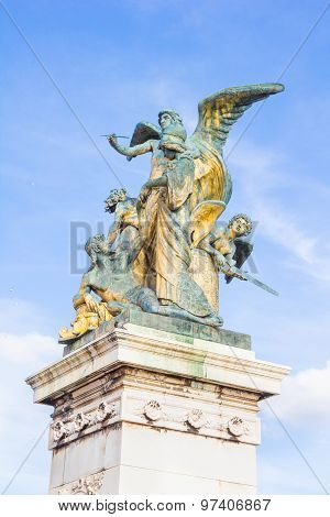 Statue in front of Victor Emmanuel, Piazza Venezia, Rome, Italy