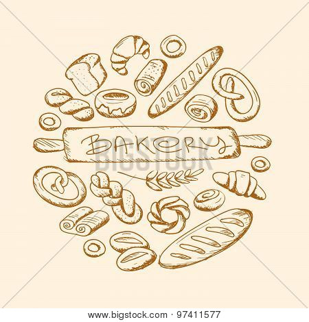 Bakery Set In Round Frame