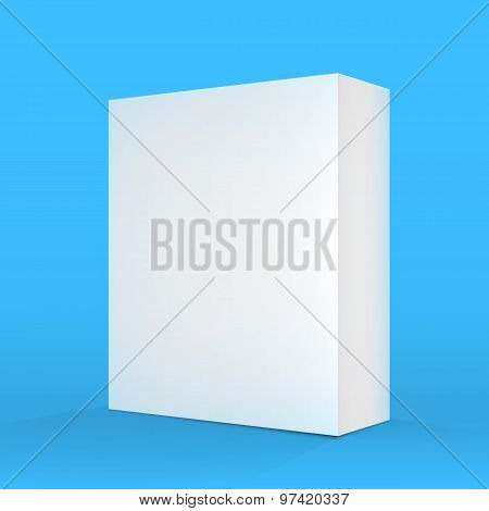 Realistic Vector Blank Blue White Packaging Box Template for cel