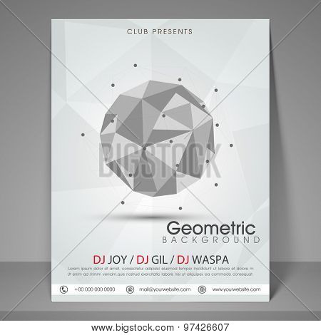 Stylish dj party celebration flyer, banner or template design.
