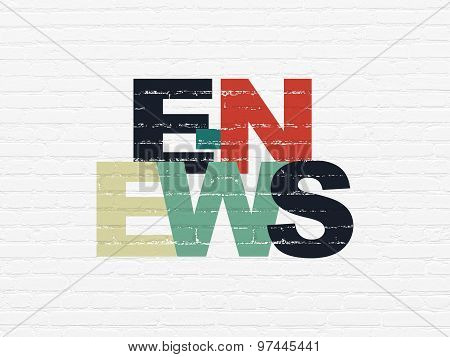 News concept: E-news on wall background