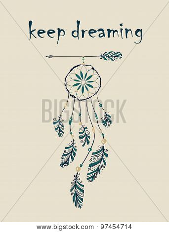 Card with native Indian-American dreamcatcher