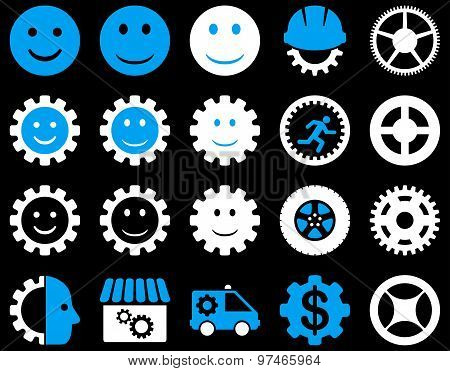 Tools and Smile Gears Icons