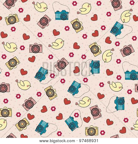 Camera pattern is background for children, doodle background.
