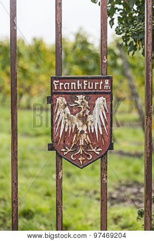 Emblem Of Frankfurt At A Vineyard In Hochheim