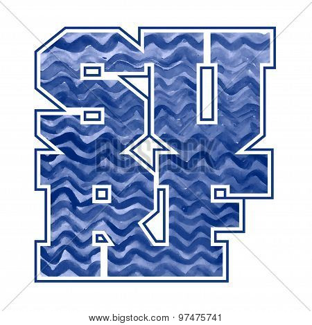Surfing emblem. T-shirt graphic print