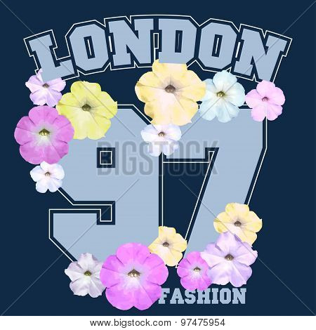 Floral t-shirt emblem. Summer style