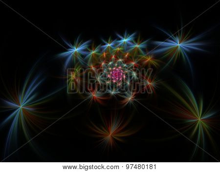 Abstract illustration. Firework computer-generated  fractal