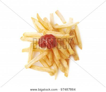 Pile of french fries potatoes isolated