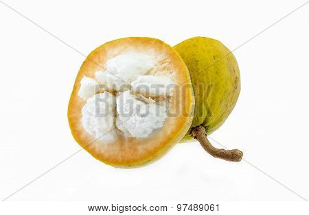 Yellow Santol Fruit Isolated On White Background