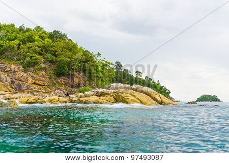Beautiful Rock Island Tropical Ocean Landscape