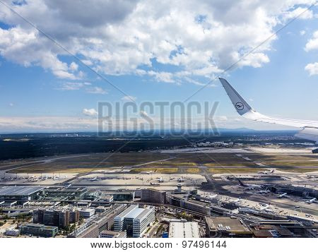 Aerial Of Airport In Frankfurt Germany